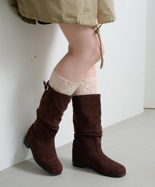 Kastane（カスタネ）の「【レザー&スエード/インソール】ルーズエンジニアブーツ（ブーツ・レディース・ダークブラウン/ベージュ/ブラック/ブラウン・37/36/38）」の3枚目の写真