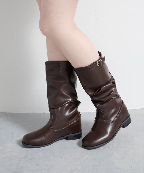 Kastane（カスタネ）の「【レザー&スエード/インソール】ルーズエンジニアブーツ（ブーツ・レディース・ダークブラウン/ベージュ/ブラック/ブラウン・37/36/38）」の5枚目の写真