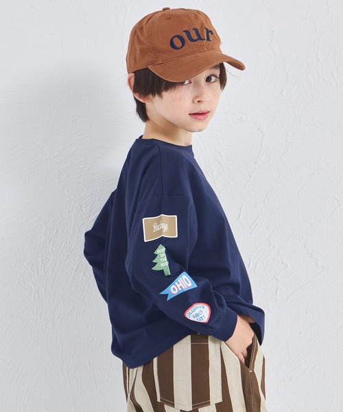 pairmanon（ペアマノン）の「【綿100%】ユニセックス ルーズシルエット 袖プリントTシャツ（Tシャツ/カットソー・キッズ・ベージュ/ブラウン/ホワイト/ネイビー・100/120/110/90/150/140/130）」の4枚目の写真