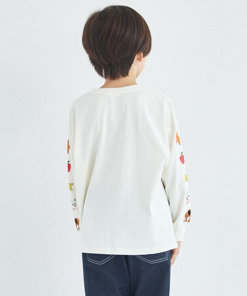 pairmanon（ペアマノン）の「【綿100%】ユニセックス ルーズシルエット 袖プリントTシャツ（Tシャツ/カットソー・キッズ・ベージュ/ブラウン/ホワイト/ネイビー・100/120/110/90/150/140/130）」の7枚目の写真