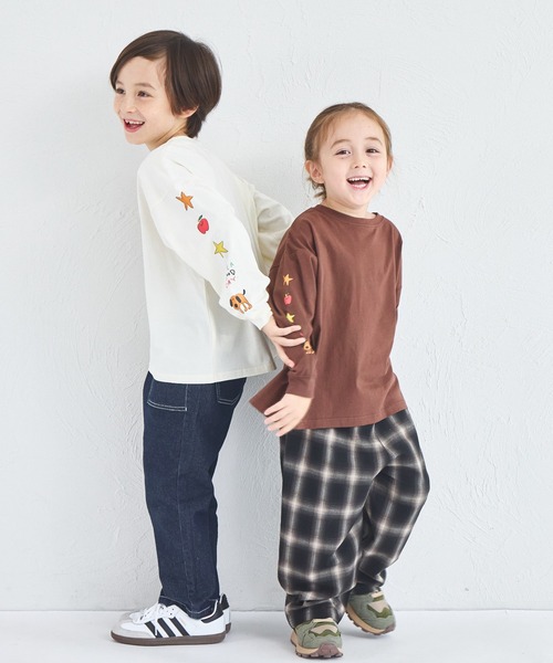 セール】【綿100%】ユニセックス ルーズシルエット 袖プリントTシャツ