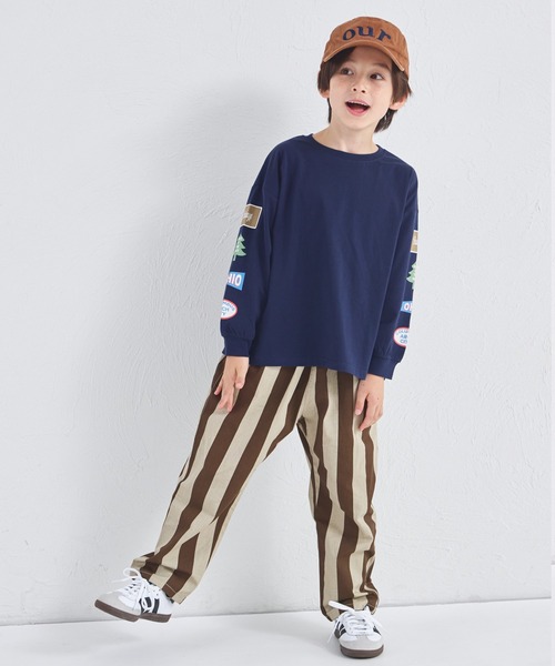 pairmanon（ペアマノン）の「【綿100%】ユニセックス ルーズシルエット 袖プリントTシャツ（Tシャツ/カットソー・キッズ・ベージュ/ブラウン/ホワイト/ネイビー・100/120/110/90/150/140/130）」の20枚目の写真