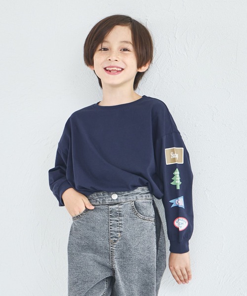 mayonnyanページ セール】【綿100%】ユニセックス ルーズシルエット 袖プリントTシャツ