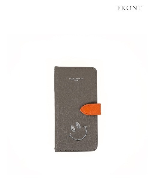 スマイル 多機種対応 手帳型スマホケース スペインカーフレザーVer