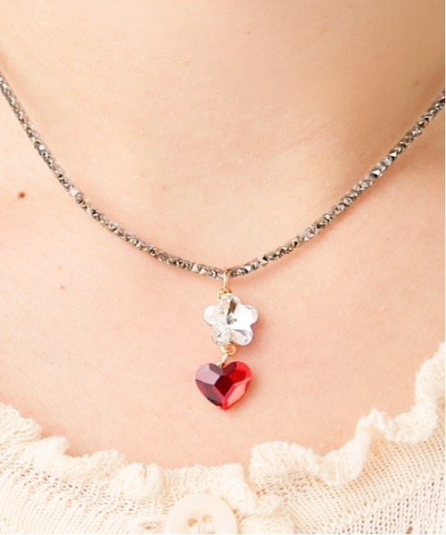 Casselini（キャセリーニ）の「Casselini(キャセリーニ)モチーフビジューネックレス（ネックレス・レディース・シルバー/ピンク/ブルー/イエロー・FREE）」の4枚目の写真