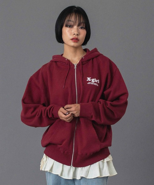 THREE LAYER LOGO ZIP UP SWEAT HOODIE（パーカー）｜X-girl（エックス