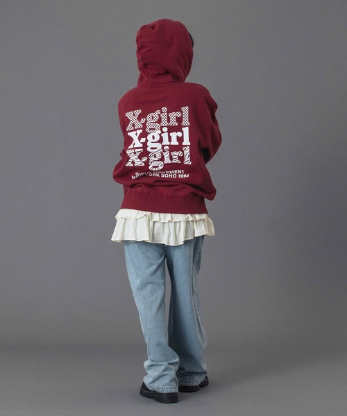 THREE LAYER LOGO ZIP UP SWEAT HOODIE（パーカー）｜X-girl（エックス
