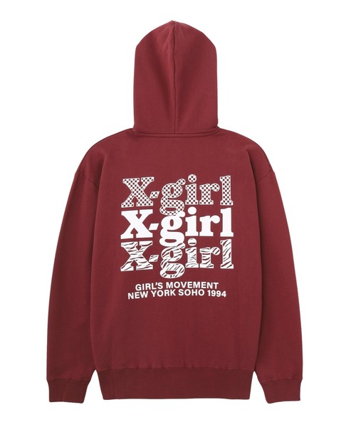 THREE LAYER LOGO ZIP UP SWEAT HOODIE（パーカー）｜X-girl（エックス