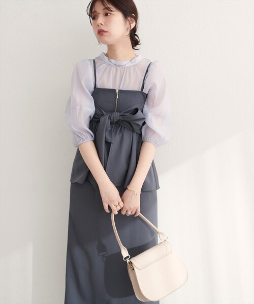 natural couture(ナチュラルクチュール)の「〈osono〉2WAYビスチェ付きスカート(スカート・レディース・ブラウン/その他1/チャコールグレー・LARGE/MEDIUM)」の2枚目の写真