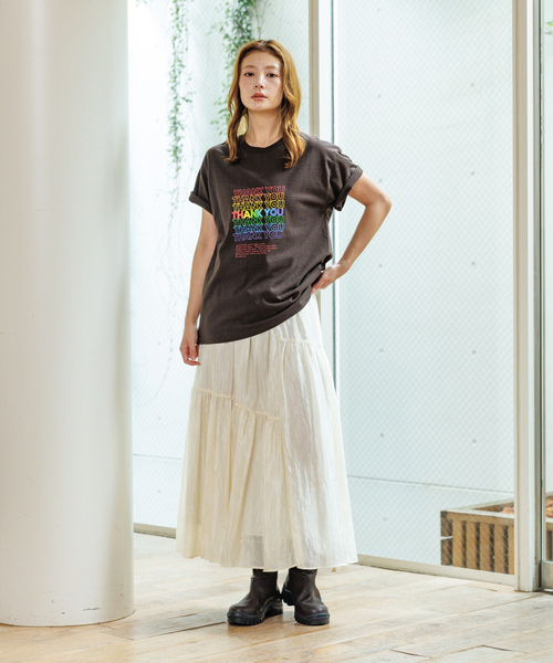 Rouge vif la cle（ルージュヴィフラクレ）の「【Le Melange/ル・メランジュ】カラフルロゴTシャツ/#8541001Tシャツ/ロゴ/カジュアル【WEB限定】（Tシャツ/カットソー・レディース・アイボリー/ブラウン・フリー）」の5枚目の写真