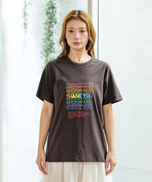 Rouge vif la cle（ルージュヴィフラクレ）の「【Le Melange/ル・メランジュ】カラフルロゴTシャツ/#8541001Tシャツ/ロゴ/カジュアル【WEB限定】（Tシャツ/カットソー・レディース・アイボリー/ブラウン・フリー）」の8枚目の写真