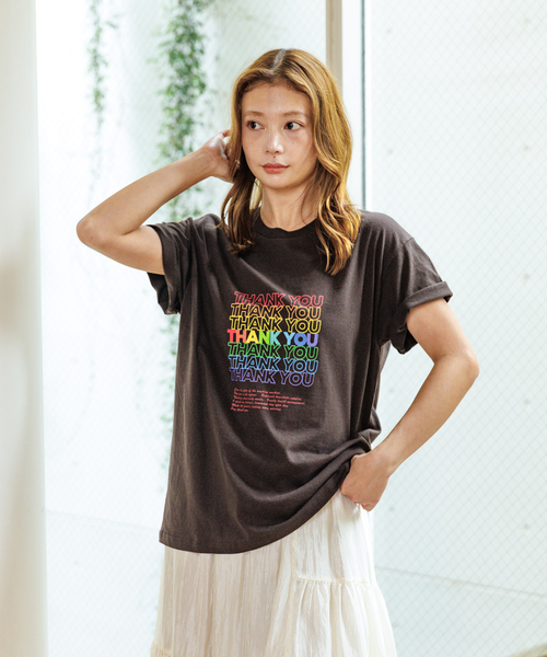 Rouge vif la cle（ルージュヴィフラクレ）の「【Le Melange/ル・メランジュ】カラフルロゴTシャツ/#8541001Tシャツ/ロゴ/カジュアル【WEB限定】（Tシャツ/カットソー・レディース・アイボリー/ブラウン・フリー）」の14枚目の写真
