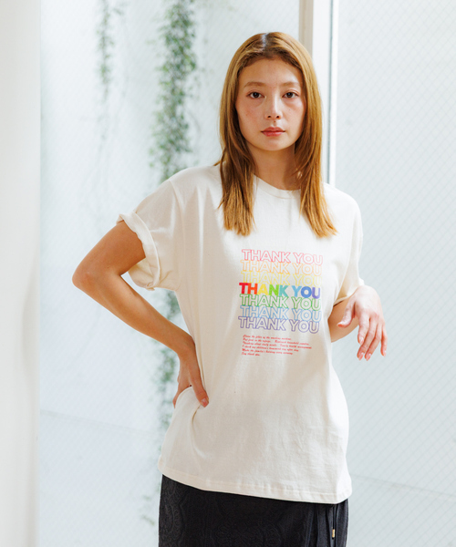 Rouge vif la cle（ルージュヴィフラクレ）の「【Le Melange/ル・メランジュ】カラフルロゴTシャツ/#8541001Tシャツ/ロゴ/カジュアル【WEB限定】（Tシャツ/カットソー・レディース・アイボリー/ブラウン・フリー）」の17枚目の写真