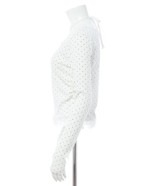 INGNI（イング）の「【WEB限定】レース出しリボン付ドットリブトップス（Tシャツ/カットソー・レディース・ブラック×ホワイト/ホワイト×ブラック・M）」の18枚目の写真