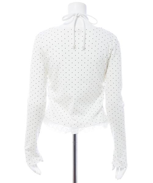 INGNI（イング）の「【WEB限定】レース出しリボン付ドットリブトップス（Tシャツ/カットソー・レディース・ブラック×ホワイト/ホワイト×ブラック・M）」の15枚目の写真