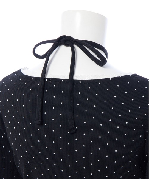 INGNI（イング）の「【WEB限定】レース出しリボン付ドットリブトップス（Tシャツ/カットソー・レディース・ブラック×ホワイト/ホワイト×ブラック・M）」の20枚目の写真