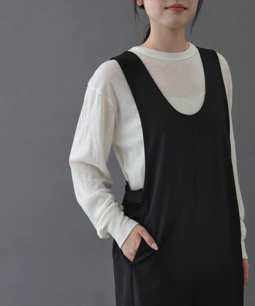 FORK&SPOON（フォークアンドスプーン）の「FORK&SPOON　Uネックプラケットオーバーオール（ワンピース・レディース・ブラック/ネイビー・1/2）」の4枚目の写真