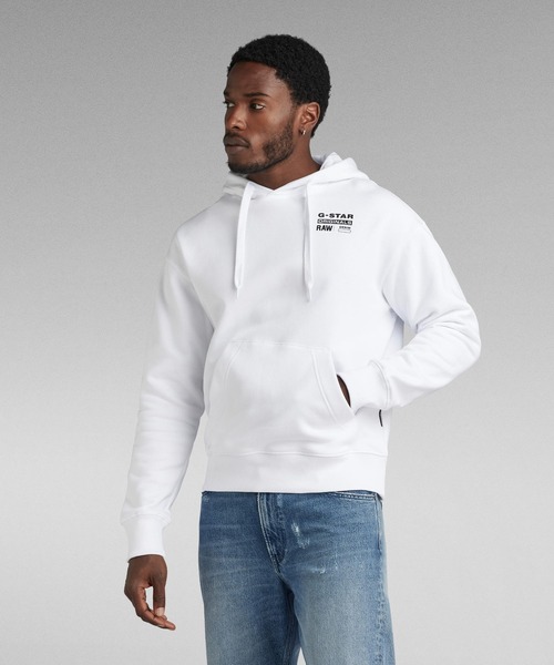 G-STAR(ジースター)の「GRAPHIC 8 BACK PRINT HOODED SWEATER/クラシックロゴバックプリントオーバーサイズパーカー(パーカー・メンズ・ホワイト/ダークブラック・SMALL/LARGE/MEDIUM)」の3枚目の写真