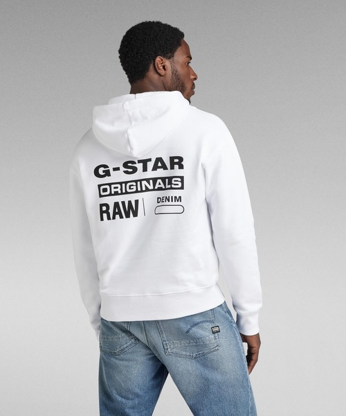 G-STAR(ジースター)の「GRAPHIC 8 BACK PRINT HOODED SWEATER/クラシックロゴバックプリントオーバーサイズパーカー(パーカー・メンズ・ホワイト/ダークブラック・SMALL/LARGE/MEDIUM)」の4枚目の写真