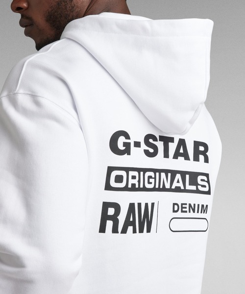 G-STAR(ジースター)の「GRAPHIC 8 BACK PRINT HOODED SWEATER/クラシックロゴバックプリントオーバーサイズパーカー(パーカー・メンズ・ホワイト/ダークブラック・SMALL/LARGE/MEDIUM)」の5枚目の写真