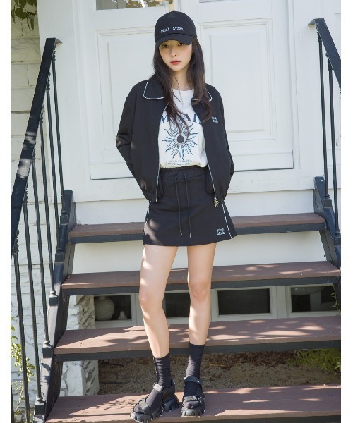 muahmuah（ムーアムーア）の「A'GEM/9 × .kom 『muah muah/ムーアムーア』 LACE BANDING MINI SKIRT/レース バンディング ミニスカート（スカート・レディース・ブラック/グレー・FREE）」の18枚目の写真