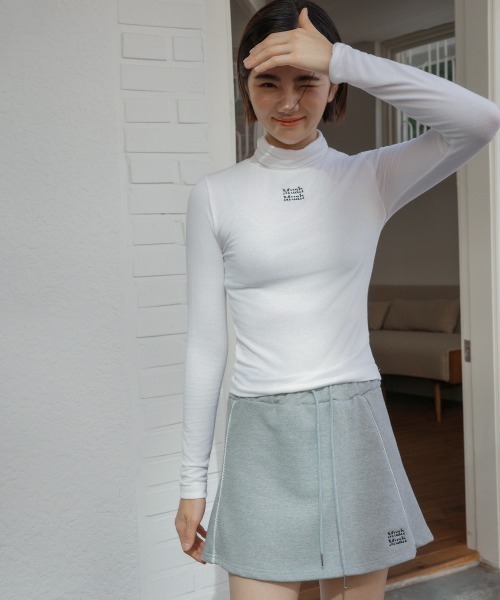 muahmuah（ムーアムーア）の「A'GEM/9 × .kom 『muah muah/ムーアムーア』 LACE BANDING MINI SKIRT/レース バンディング ミニスカート（スカート・レディース・ブラック/グレー・FREE）」の10枚目の写真