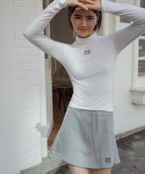 muahmuah（ムーアムーア）の「A'GEM/9 × .kom 『muah muah/ムーアムーア』 LACE BANDING MINI SKIRT/レース バンディング ミニスカート（スカート・レディース・ブラック/グレー・FREE）」の11枚目の写真
