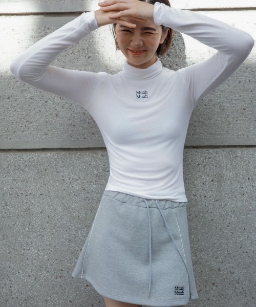 muahmuah（ムーアムーア）の「A'GEM/9 × .kom 『muah muah/ムーアムーア』 LACE BANDING MINI SKIRT/レース バンディング ミニスカート（スカート・レディース・ブラック/グレー・FREE）」の12枚目の写真