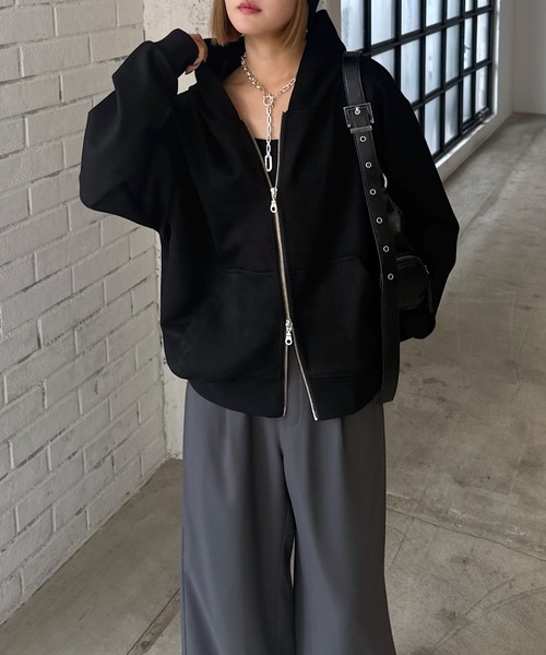 PAGEBOY（ページボーイ）の「ダイバースエードZIPパーカー（パーカー・レディース・ブラウン/グレイッシュベージュ/ブラック・FREE）」の8枚目の写真