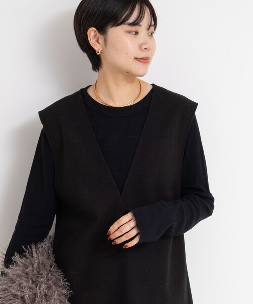 NOLLEY’S（ノーリーズ）の「MY STANDARD ウォッシャブルリブクルーネックロンT（Tシャツ/カットソー・レディース・オフホワイト/ブラック/ダークブラウン/レンガ/ネイビー・FREE）」の9枚目の写真