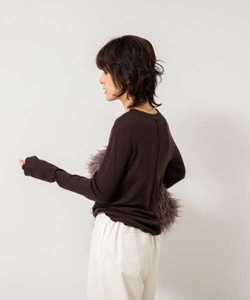 NOLLEY’S（ノーリーズ）の「MY STANDARD ウォッシャブルリブクルーネックロンT（Tシャツ/カットソー・レディース・オフホワイト/ブラック/ダークブラウン/レンガ/ネイビー・FREE）」の20枚目の写真