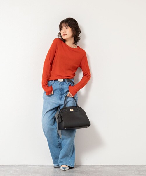 NOLLEY’S（ノーリーズ）の「MY STANDARD ウォッシャブルリブクルーネックロンT（Tシャツ/カットソー・レディース・オフホワイト/ブラック/ダークブラウン/レンガ/ネイビー・FREE）」の22枚目の写真