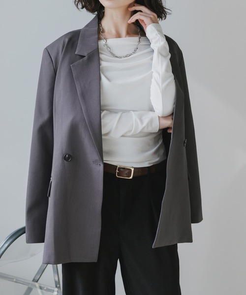 AO2(アオズ)の「Mode Shoulder Pad Tailored Jacket / オーバーサイズ テーラードジャケット(テーラードジャケット・レディース・ブラック/グレー/ブラック系/グレー系・FREE)」の1枚目の写真
