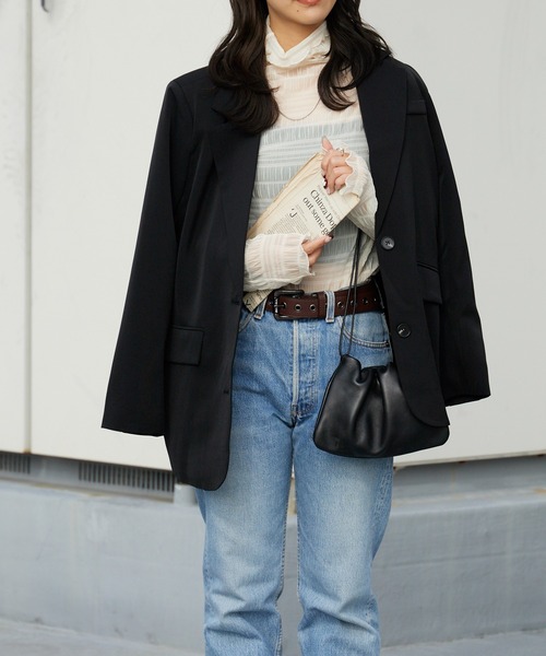 AO2(アオズ)の「Mode Shoulder Pad Tailored Jacket / オーバーサイズ テーラードジャケット(テーラードジャケット・レディース・ブラック/グレー/ブラック系/グレー系・FREE)」の2枚目の写真