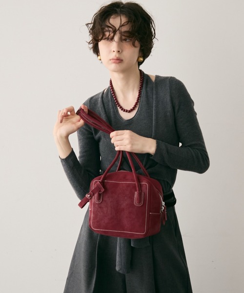 Trish(トリッシュ)の「ロングハンドルスクエアボストンBAG(ショルダーバッグ・レディース・ブラウン/ボルドー・FREE)」の9枚目の写真