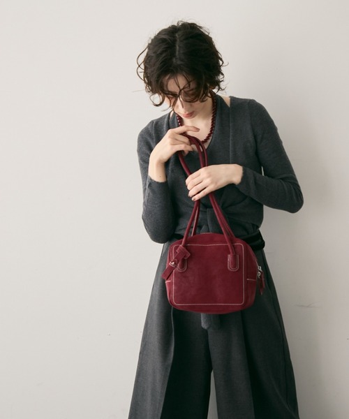 Trish(トリッシュ)の「ロングハンドルスクエアボストンBAG(ショルダーバッグ・レディース・ブラウン/ボルドー・FREE)」の8枚目の写真