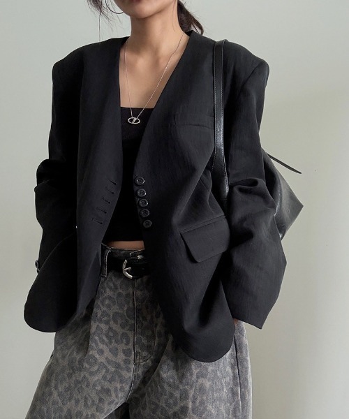 セール】【LAMPOON】ノーカラーテーラードジャケット（テーラード