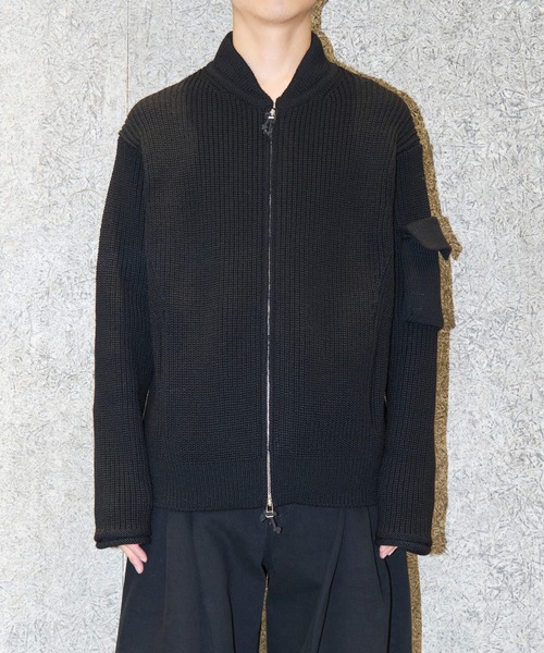 soe（ソーイ）の「Bomber Rib Sweater（ニット/セーター・メンズ・ブラック・1）」の4枚目の写真