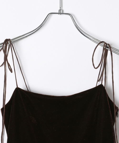 Heather（ヘザー）の「ベロアフリルキャミミニワンピース　605529（ワンピース・レディース・ブラウン/ブラック/アイボリー/ピンクベージュ・FREE）」の6枚目の写真