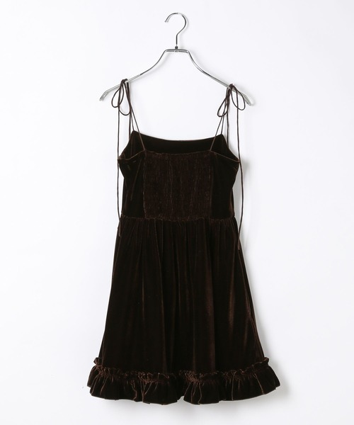 Heather（ヘザー）の「ベロアフリルキャミミニワンピース　605529（ワンピース・レディース・ブラウン/ブラック/アイボリー/ピンクベージュ・FREE）」の10枚目の写真