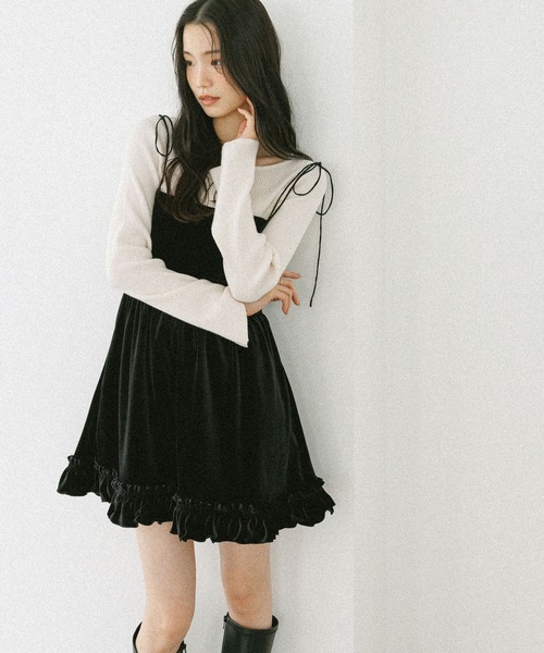 ベロアフリルキャミミニワンピース 605529（ワンピース）｜Heather