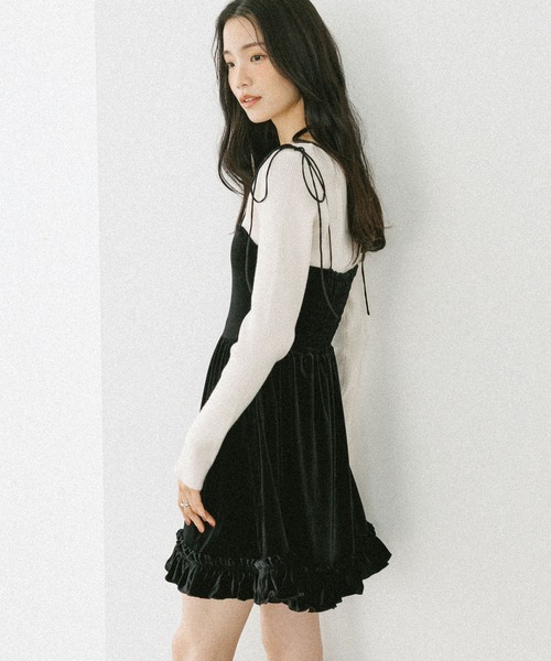 ベロアフリルキャミミニワンピース 605529（ワンピース）｜Heather