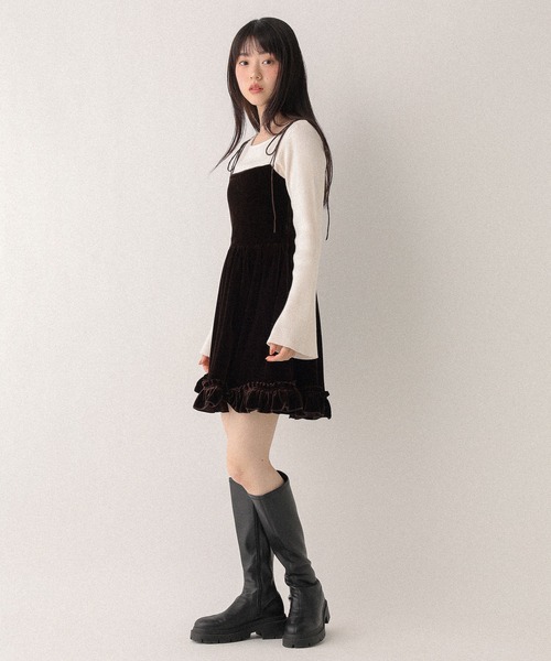 ベロアフリルキャミミニワンピース 605529（ワンピース）｜Heather