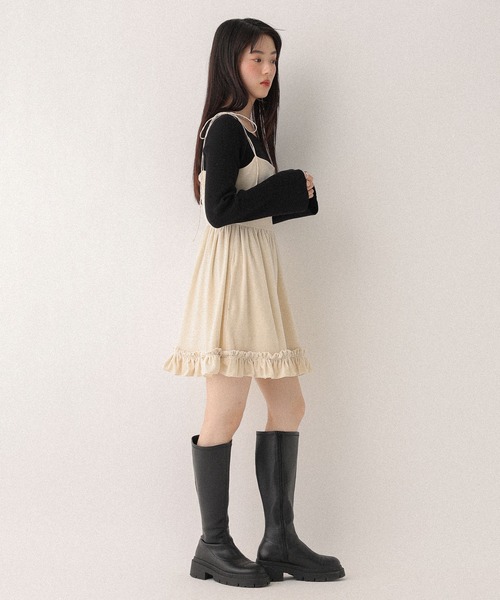 ベロアフリルキャミミニワンピース 605529（ワンピース）｜Heather