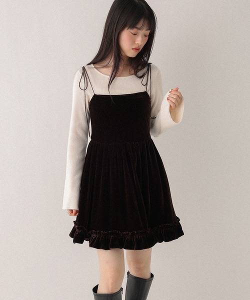 ベロアフリルキャミミニワンピース 605529（ワンピース）｜Heather