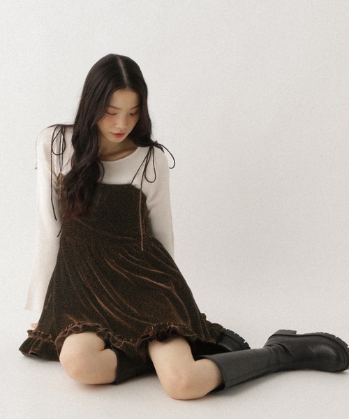 ベロアフリルキャミミニワンピース 605529（ワンピース）｜Heather