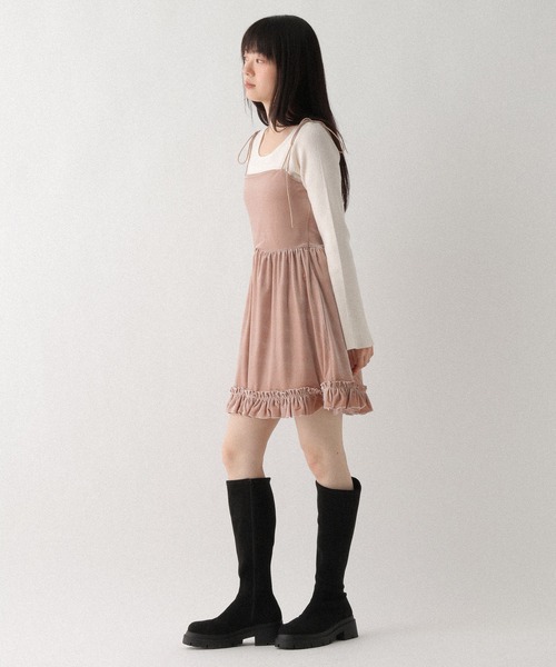 セール】ベロアフリルキャミミニワンピース 605529（ワンピース