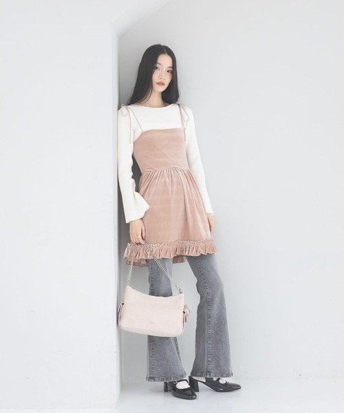 ベロアフリルキャミミニワンピース 605529（ワンピース）｜Heather