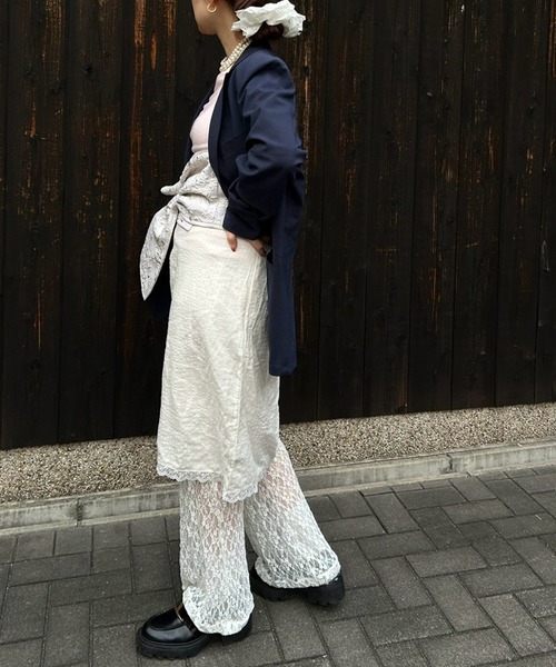 Flugge(フラッジー)の「エアリーストライプスカート(スカート・レディース・ネイビー/アイボリー・FREE)」の18枚目の写真