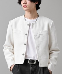 BENUSTA（ベヌスタ）の「A'GEM/9 × .kom  『BENUSTA/べネスタ』No Collar Jacket/ノーカラージャケット（テーラードジャケット・レディース）」